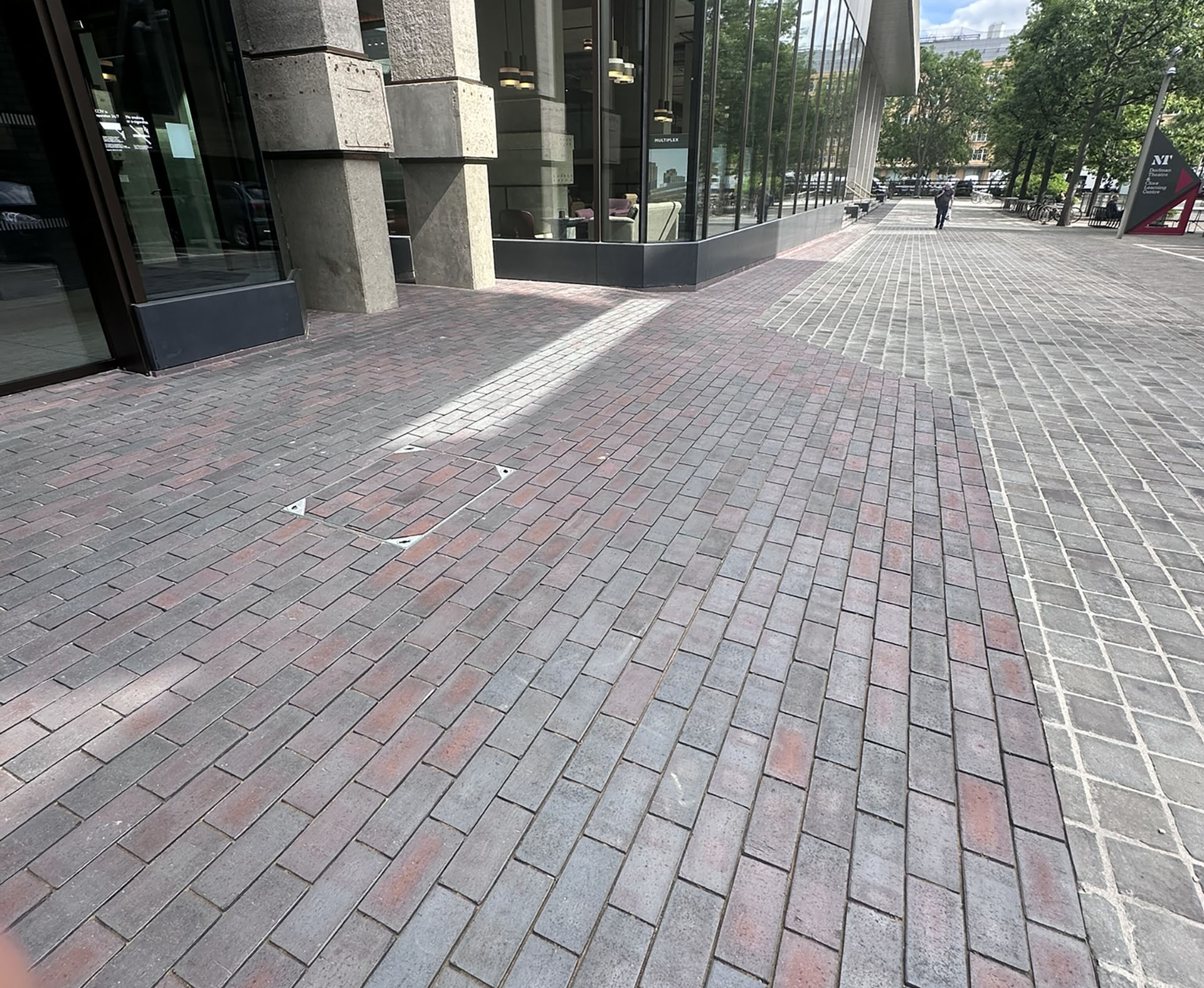 blue multi square-edged pavers at 76 Upper Ground